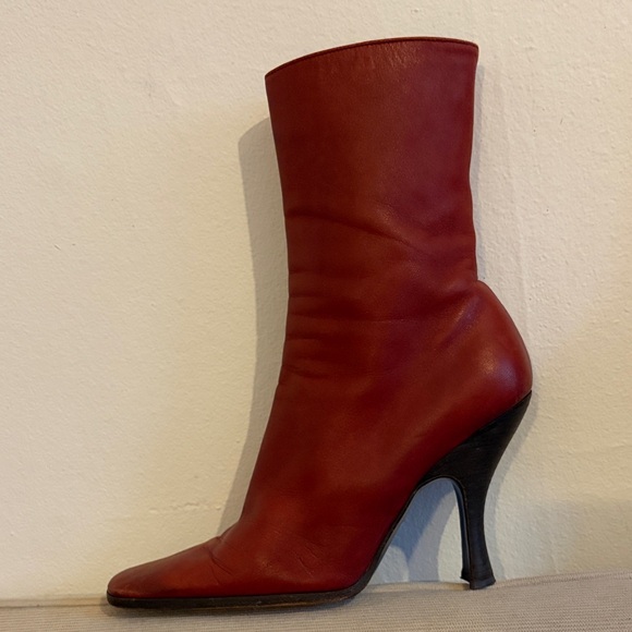 Vintage Prada Red Leather Ankle Boots | Made in Italy | 38.5 - Picture 5 of 12